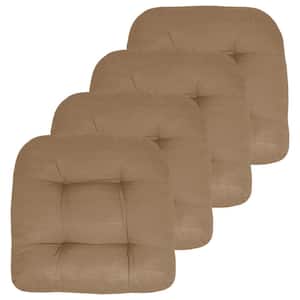 19 in. x 19 in. x 5 in. Solid Tufted Indoor/Outdoor Chair Cushion U-Shaped in Taupe (4-Pack)