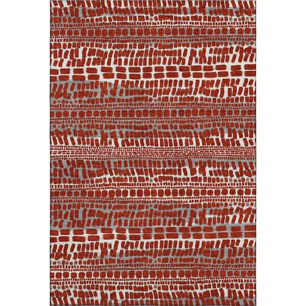Mayfield Premium Machine Washable Abstract AMF2540 Red 5 ft. x 7 ft. 6 in. Area Rug