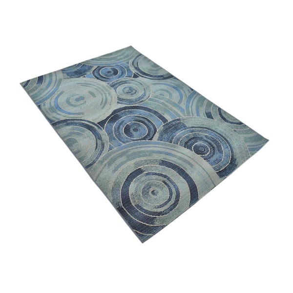 Outdoor Rippling Light Blue 4' 0 x 6' 0 Area Rug