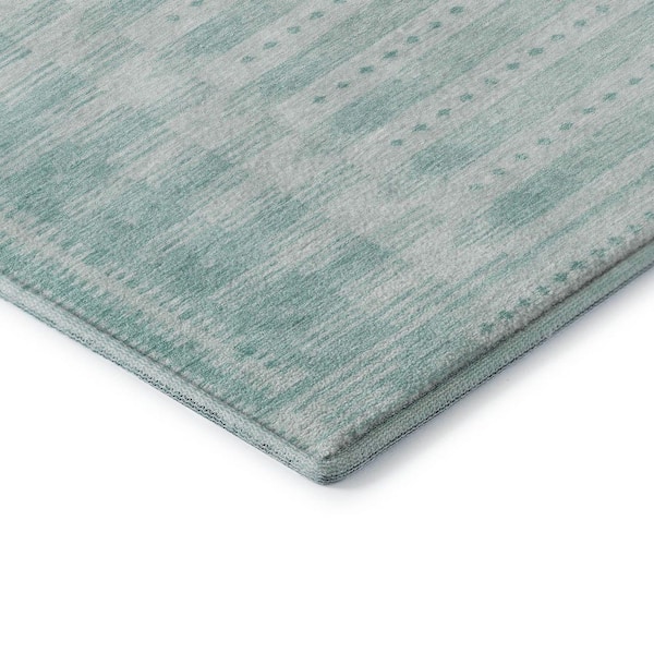 Mayfield Premium Machine Washable Abstract AMF1917 Turquoise 2 ft. x 7 ft. Runner Rug