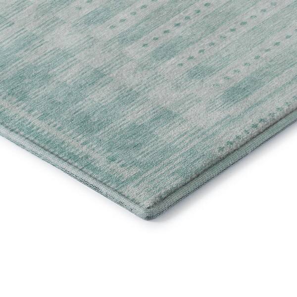 Mayfield Premium Machine Washable Abstract AMF1917 Turquoise 9 ft. x 12 ft. Area Rug