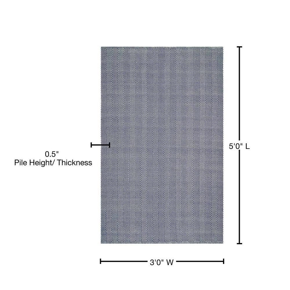 Navy Stripe Hand-Loomed Cotton 3' x 5' Area Rug