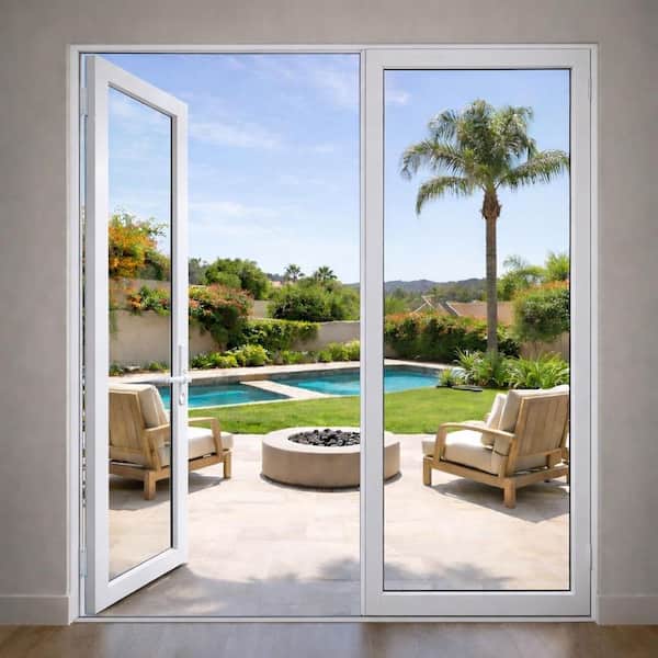 ERIS 72 in. x 96 in. Mat White Left Swing/Outswing Aluminum French