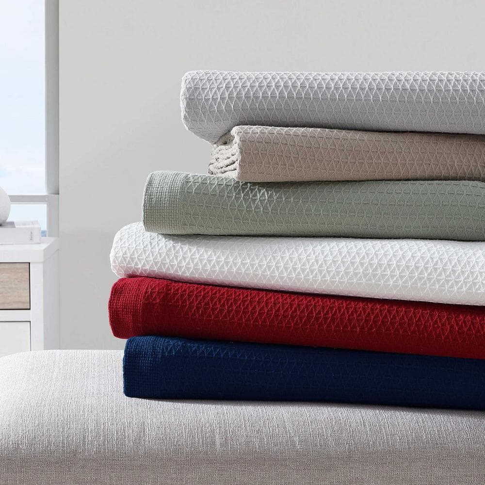 Sage Green King Cotton Reversible Textured Blanket