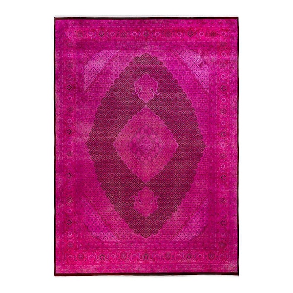 Overdyed Pink 9 x 12 Solid Wool Indoor Area Rug