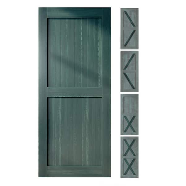 HOMACER 42 in. x 80 in. 5-in-1 Design Royal Pine Solid Natural Pine Wood Panel Interior Sliding Barn Door Slab with Frame
