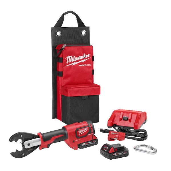 Milwaukee M18 18V Lithium-Ion Cordless FORCE LOGIC 6-Ton Utility Crimping Kit with D3 Grooves and Fixed BG Die