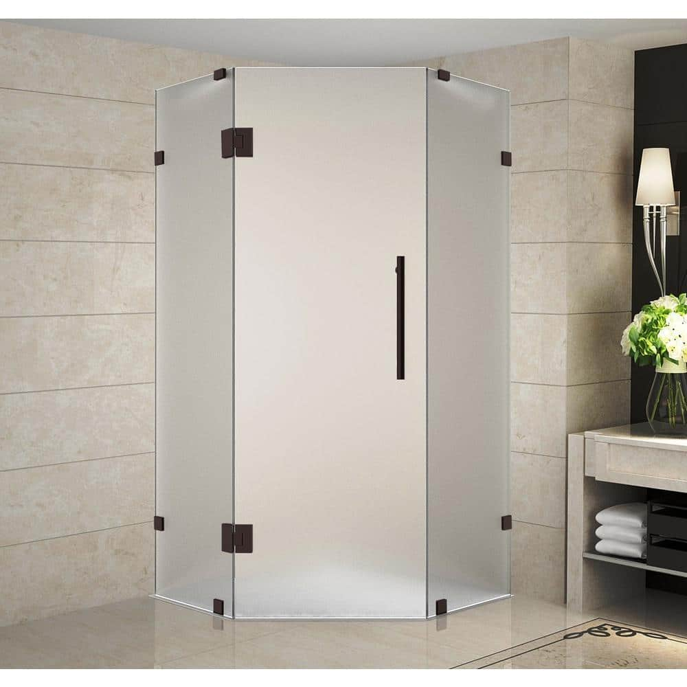 Aston Neoscape 38 in. x 72 in. x 38 in. Frameless Neo-Angle HingedShower  Enclosure in Bronze with Frosted Glass SEN986F-NBR-38-10 - The Home Depot