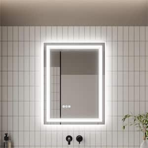 24 in. W x 32 in. H Rectangular Frameless Anti-Fog,Dimming Wall LED Lighted Bathroom Vanity Mirror in Silver,Easy Hang