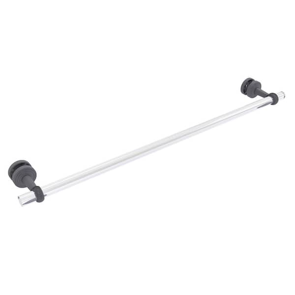 Allied Brass Pacific Beach Collection 30 in. Over-the-door Single Towel Bar in Matte Gray with Twisted Accents