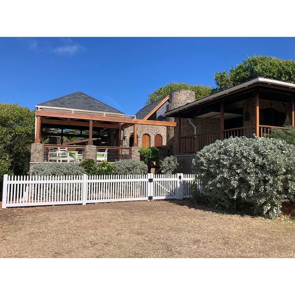 Hartford 5 ft. W x 5 ft. H White Vinyl Picket Fence Gate Kit Includes Gate Hardware