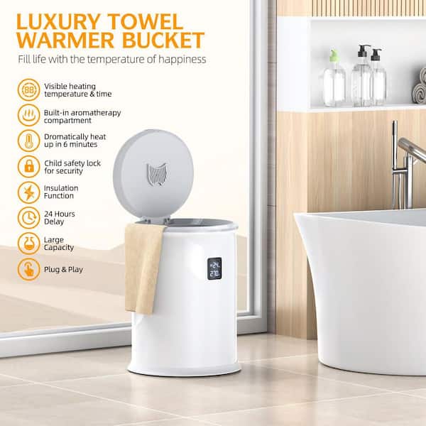 1-Bar Electric Towel Warmer in White, Ultra Large Capacity, Made of ABS and Stainless Steel, Quickly Heating up