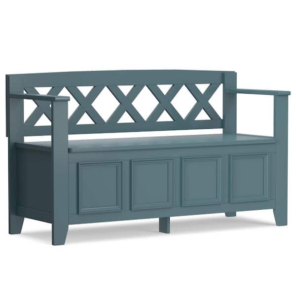 Amherst 48 in. Wide Solid Wood Entryway Storage Bench in French Blue