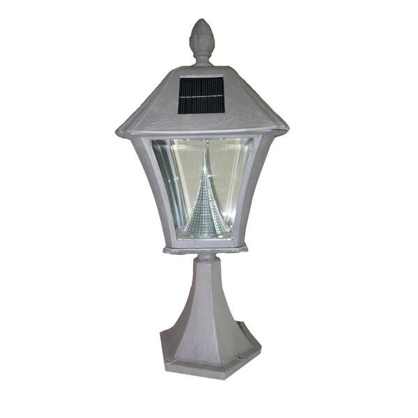 GAMA SONIC 17 in. Baytown Post Mount Outdoor Grey 6 LED Solar Lamp-DISCONTINUED