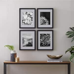 11" x 14" Matted to 8" x 10" Black Gallery Wall Picture Frames (Set of 4)
