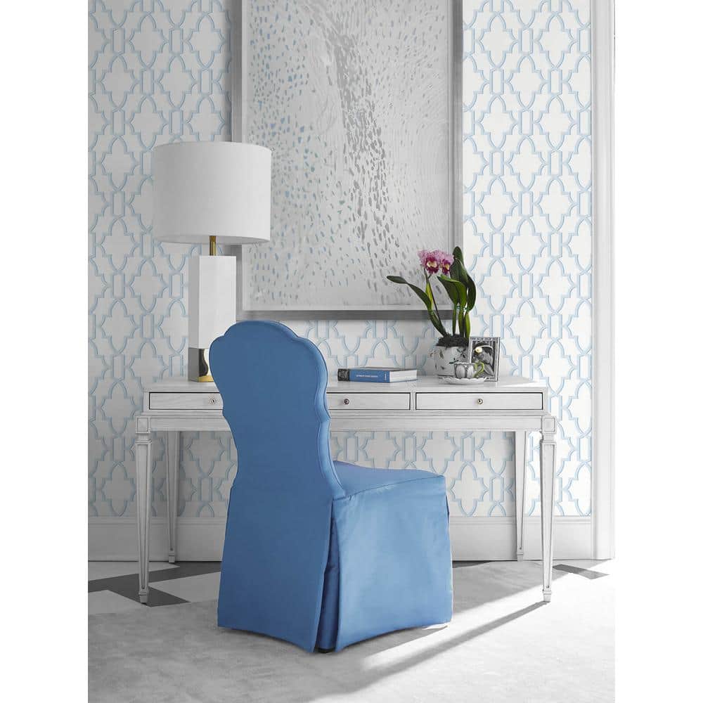 Hampton Blue Coastal Lattice Geometric Peel and Stick Wallpaper