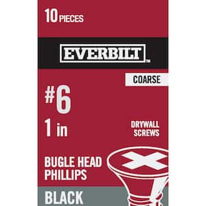 #6 x 1 in. Phillips Steel Bugle-Head Drywall Screws (10 per Pack)