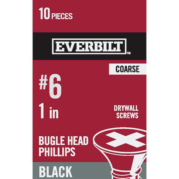 Everbilt #6 x 1 in. Phillips Steel Bugle-Head Drywall Screws (10 per Pack)