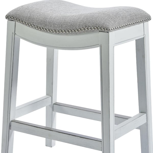 Julia 25.7 in. Backless Bar Stool with Canvas Material Seat in Wood Frame