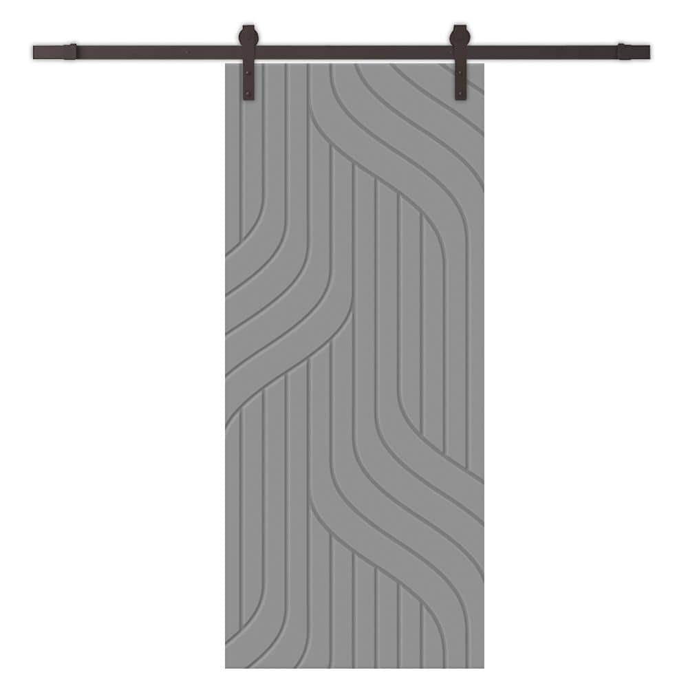 24 in. x 80 in. Light Gray Painted Composite MDF Paneled Interior Sliding Barn Door with Hardware Kit price history on PriceWatchPro