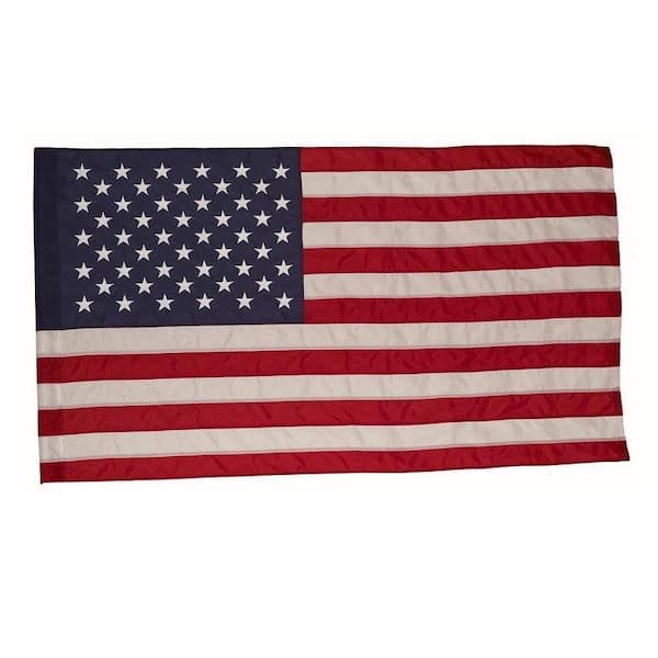 2 1/2-Ft by 4-Ft Embroidered Nylon US Flag Kit w/ 5-Foot Wood Pole & Bracket 