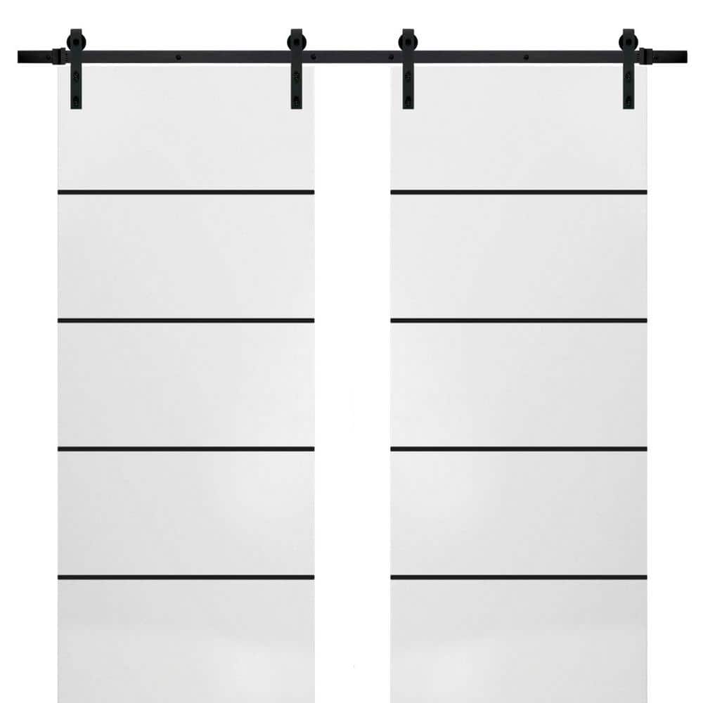 Assemble Required 24 in. x 96 in. 2-Panel White Solid Wood with Honeycomb Sliding Barn Door with Hardware Kit price history on PriceWatchPro