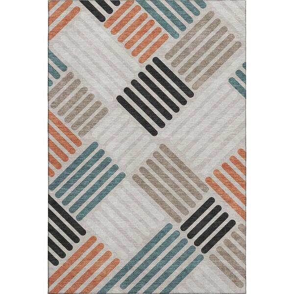 Mayfield Premium Machine Washable Abstract AMF2339 Dune 5 ft. x 7 ft. 6 in. Area Rug