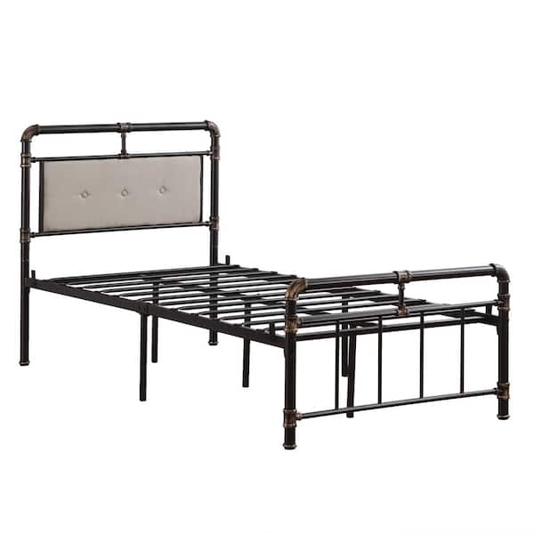 Outopee Modern Black Twin Iron Pipe Bed Frame
