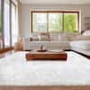 Nourideaux White 8 ft. x 10 ft. Fluffy Fuzzy Furry Faux Fur Rug Large Rug Area Rug CMBAI240300