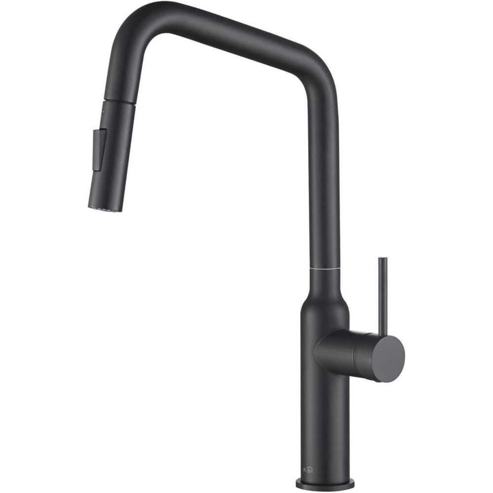 17.07 in. H Single Hole 1.8 GPM Pull Down Sprayer Kitchen Faucet with 360° Spout Swivel in Matte Black price history on PriceWatchPro