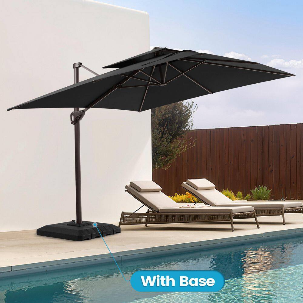 11 ft. x 9 ft. Swivel Double-Top Cantilever Tilt Patio Umbrella in Black with 220 lbs. HDPE Base price history on PriceWatchPro
