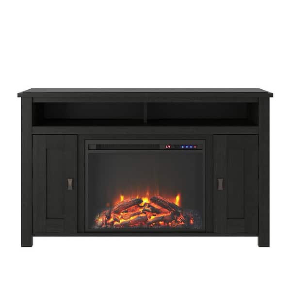 Ameriwood Home Brownwood 47.69 In. Electric Fireplace TV Stand in Black Oak