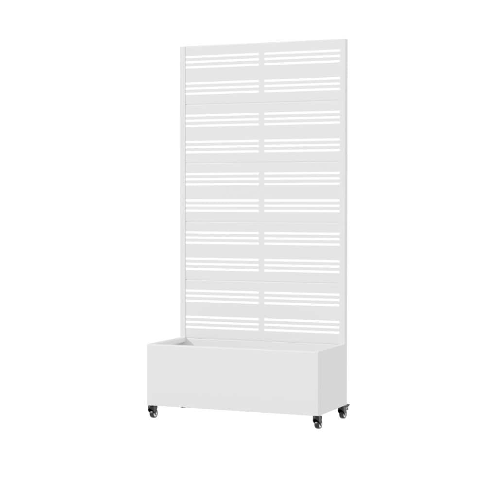 35 in. L x 16 in. W x 72 in. H White Rectangular Outdoor Iron Planter with Classic Louver Trellis (1-Pack) price history on PriceWatchPro