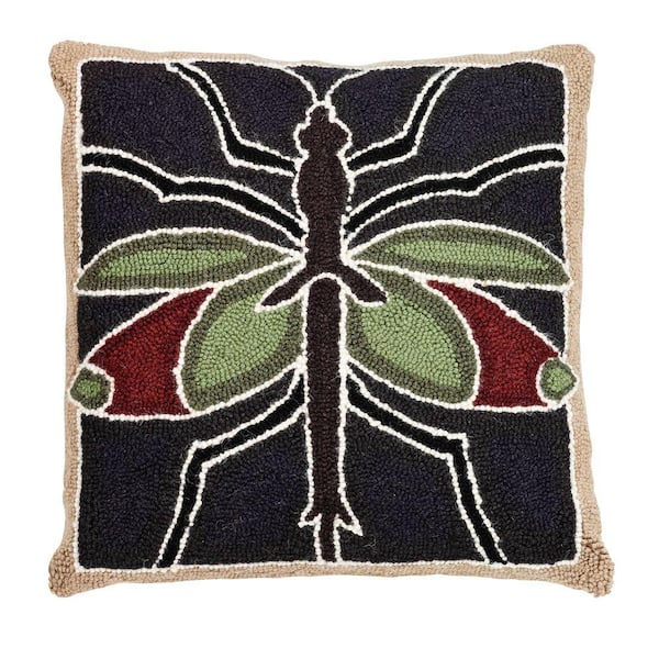 Home Decorators Collection 18 in. W Insect Brown Green and Red Hook Pillow