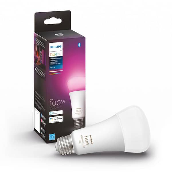 Philips Hue 100-Watt Equivalent A21 Smart LED Color Changing Light Bulb with Bluetooth (2-Pack)