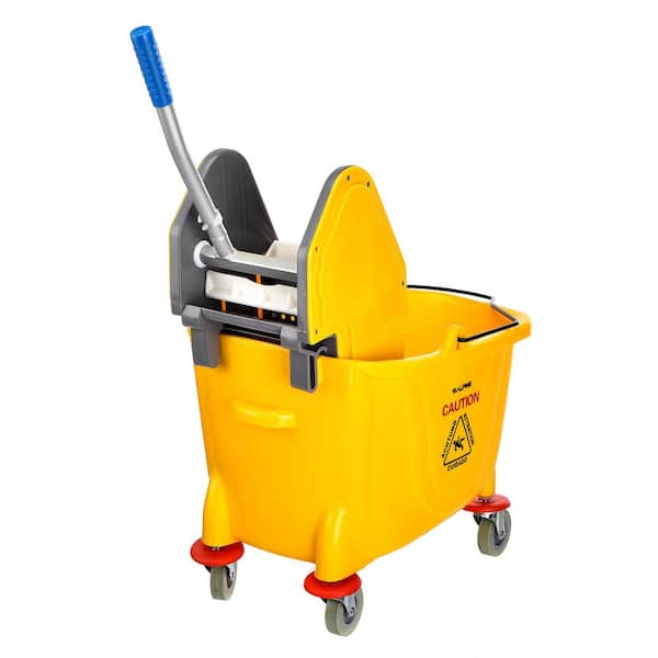 MOP Bucket Side Wringer Janitorial Floor Cleaning Tool Pail 36 Quart PVC Yellow for sale online 