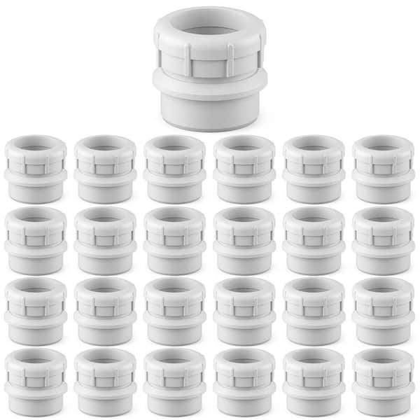 1-1/2 in. White Rigid PVC DWV Trap Adapter with Poly Nut, 0.19 ft. Long, Male Spigot x Slip Joint, Schedule 40 (50-Pack)