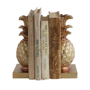 Gold Finish Decorative Pineapple Resin Bookends