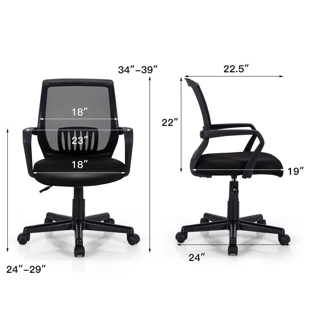 Ergonomic Mid-Back Black Mesh Executive Swivel Office Chair