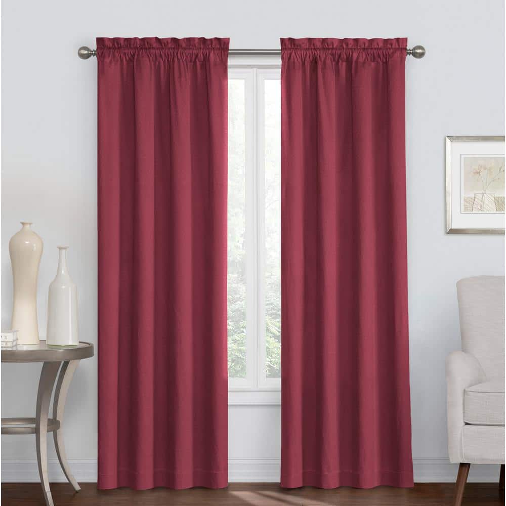 Burgundy Polyester Blackout Rod Pocket Curtain Panel