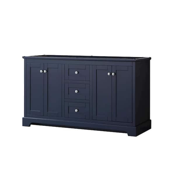 Wyndham Collection Avery 59.25 in. W x 21.75 in. D x 34.25 in. H Double Bath Vanity Cabinet without Top in Dark Blue