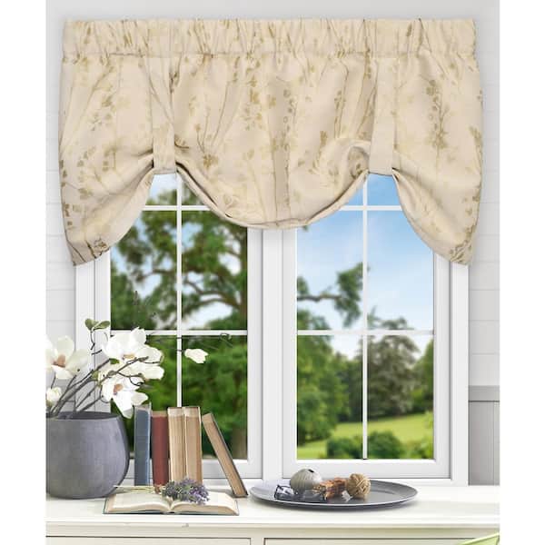 Ellis Curtain Meadow 22 in. L Polyester Lined Tie-Up Valance in Linen