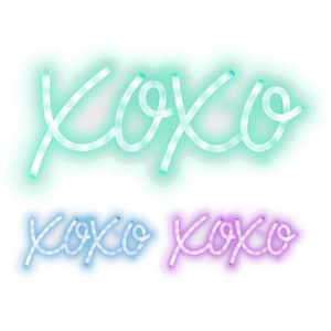 "XOXO" 1-Piece Unframed with LED Light Neon Sign, People Wall Art 5.9 in. x 13.3 in.