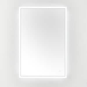 Houston 24 in. W x 36 in. H Aluminum Rectangle Modern Silver/White LED Wall Mirror