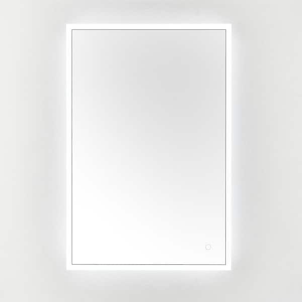 SAFAVIEH Houston 24 in. W x 36 in. H Aluminum Rectangle Modern Silver/White LED Wall Mirror