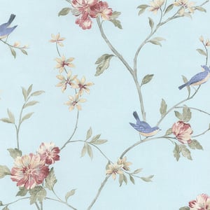 Floral Bird Sidewall Vinyl Roll Wallpaper (Covers 56 sq. ft.)
