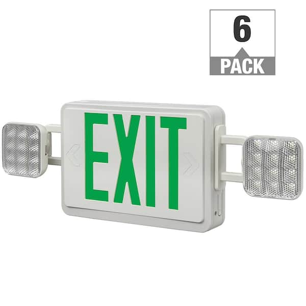 Automation consensus Excellent ETi 60-Watt Equivalent Integrated LED White Exit Sign Emergency Light Combo  with Green Letters and Battery Backup (6-Pack) 55502102-6PK - The Home Depot