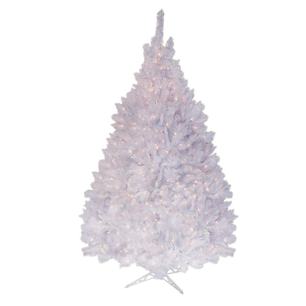 General Foam 6.5 Ft. Pre-Lit Deluxe Pure White Winter Fir Artificial Christmas Tree With Clear Lights Hd-71765C6