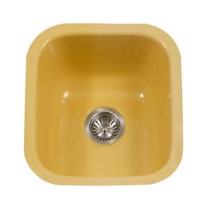 Houzer Porcela 17 in. Lemon Porcelain Enamel Steel Undermount Single Bowl Bar Sink - PCB-1750 LE