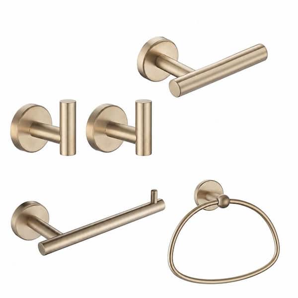 Stainless Steel 5-Piece Bathroom Hardware Set with 24 in. Towel Bar, Towel Ring and Paper Holder